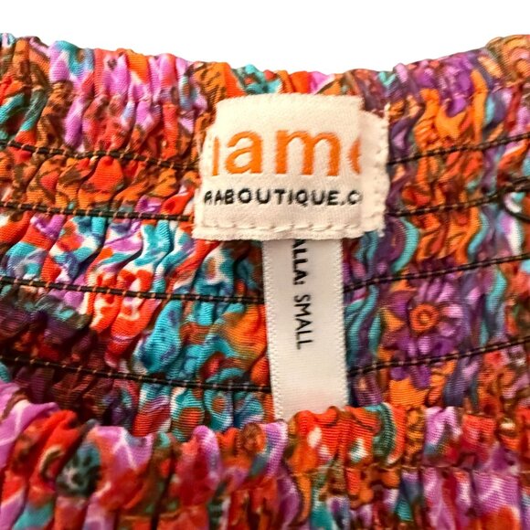 Mamey Paisley Elasticated Waist Palazzo Wide Leg Pants Women Small Multicolor NA - Picture 4 of 10